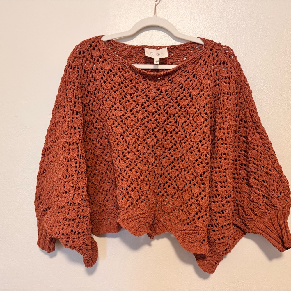 Women's Crochet Sweater - Rust